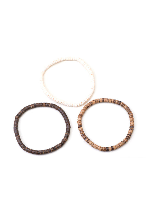 Bracelet homme 3 pièces séparateur noix de coco 20,5 cm
