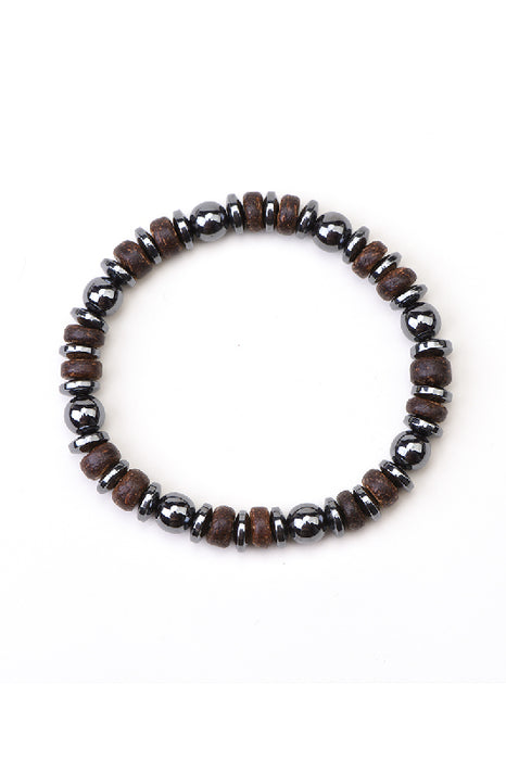 Bracelet homme hématite, séparateur coco 21 cm