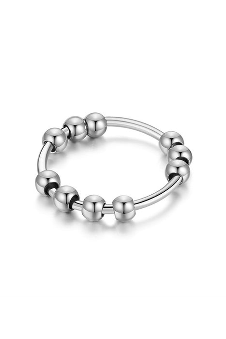 Finger ring 4mm glass beads closed silver-colored