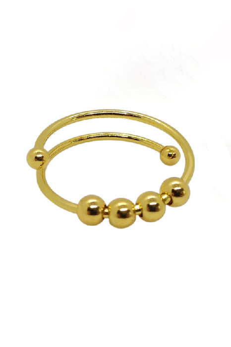 Anxiety Ring 4mm glass beads gold-colored adjustable