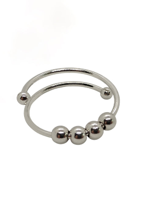 Anxiety Ring 4mm Glasperlen silberfarben verstellbar