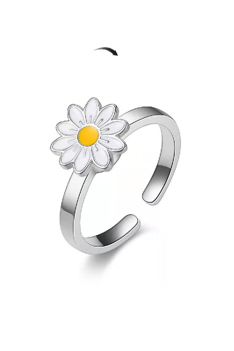 Anxiety Ring Daisy silver adjustable