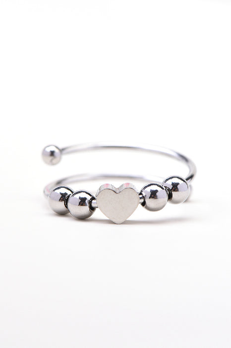 Anxiety Ring Heart adjustable silver
