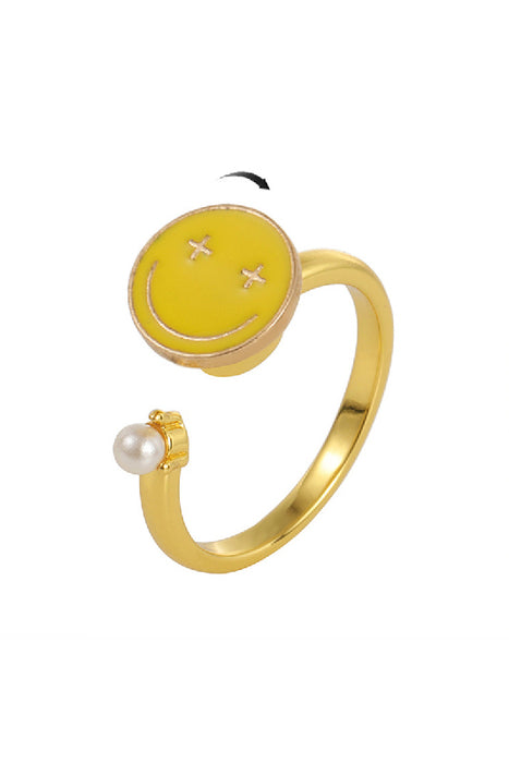 Bague d'anxiété Smiley dorée réglable