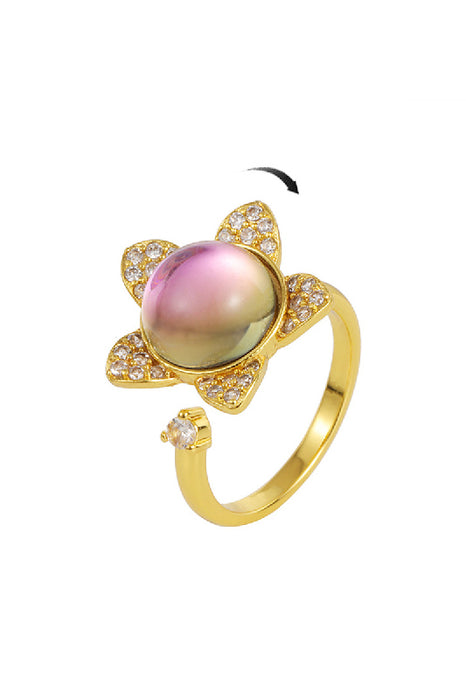 Anxiety Ring Blume regenbogenfarben/goldfarben verstellbar