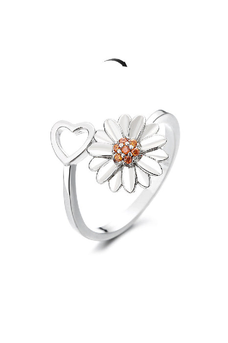 Bague d'anxiété en oxyde de zirconium marguerite jaune/argent réglable