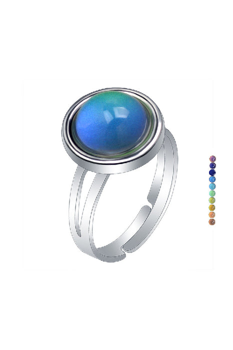 Stimmungsring rund silberfarben/multicolor