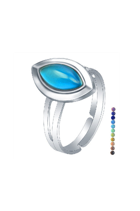 Stimmungsring oval spitzig silberfarben/multicolor