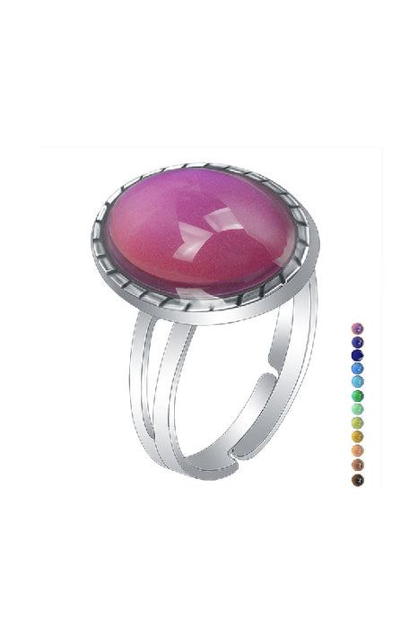 Stimmungsring rund silberfarben/multicolor