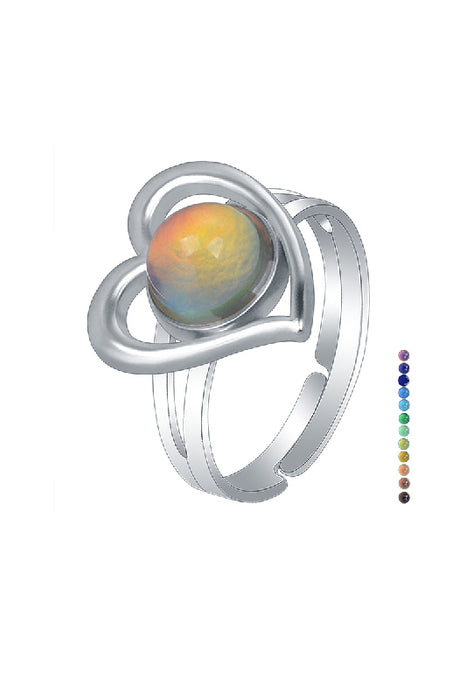 Mood ring heart silver/multicolor