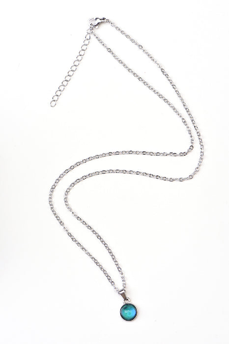 Necklace with mood pendant round silver-colored/multicolor