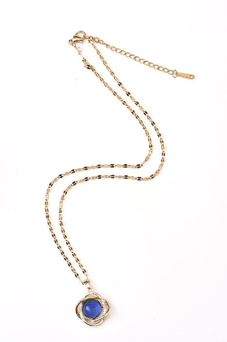 Necklace with mood pendant round gold-colored/multicolor