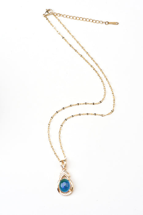 Collier avec pendentif d'humeur ovale doré/multicolore