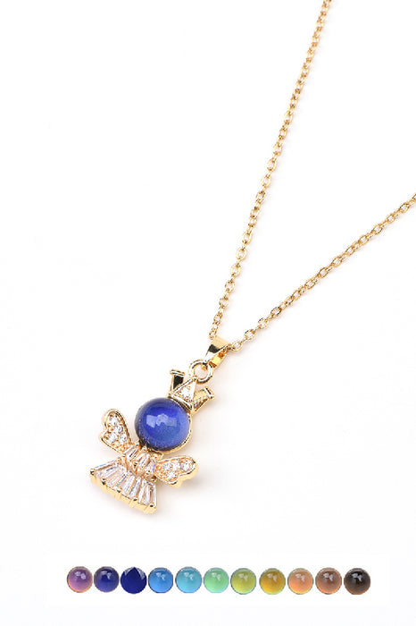 Necklace with mood pendant angel gold-colored/multicolor