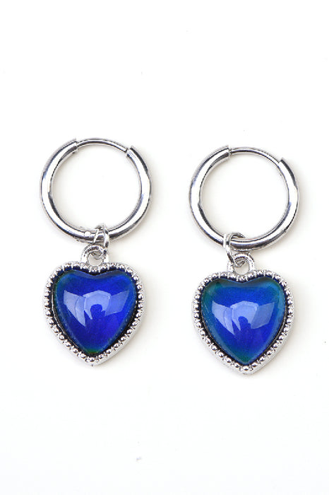 Earrings with mood pendant heart silver-colored/multicolor