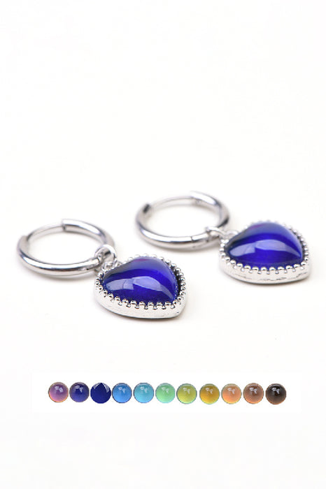 Earrings with mood pendant heart silver-colored/multicolor