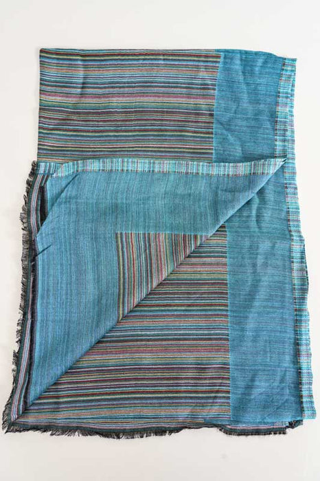Scarf viscose striped aqua blue 70x185cm