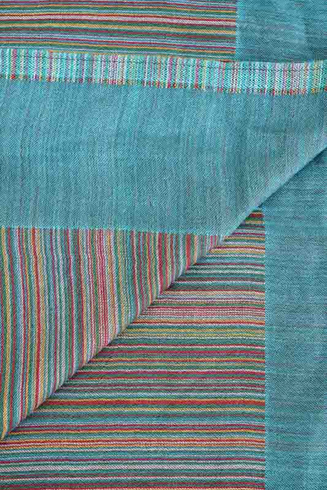 Scarf viscose striped aqua blue 70x185cm