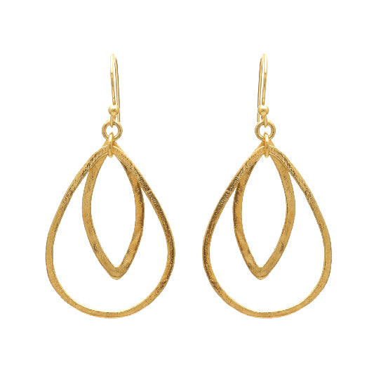 Ohrringe Messing vergoldet oval 2-fach