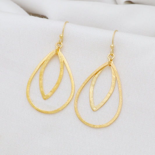 Ohrringe Messing vergoldet oval 2-fach