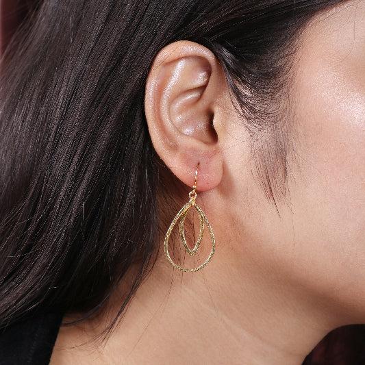 Ohrringe Messing vergoldet oval 2-fach