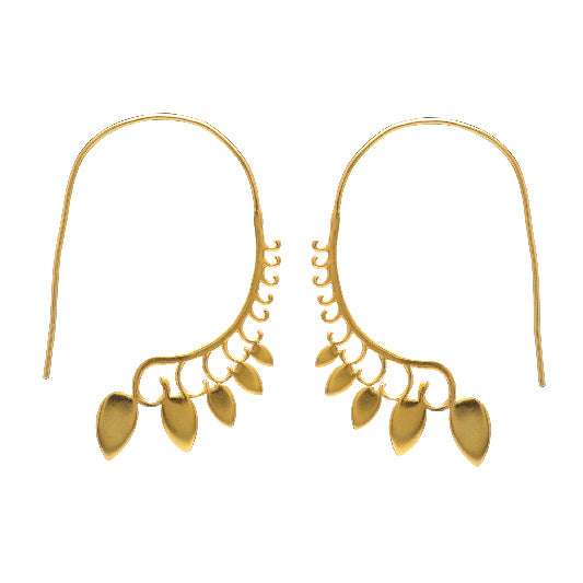 Ohrringe Messing vergoldet kleine Blättchen