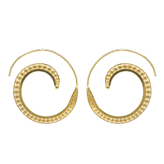 Earrings brass gold-plated snail shape decorated