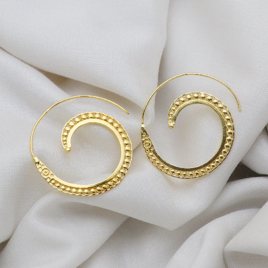 Earrings brass gold-plated snail shape decorated