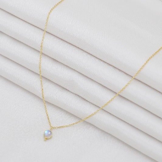 Chain brass gold-plated moonstone round