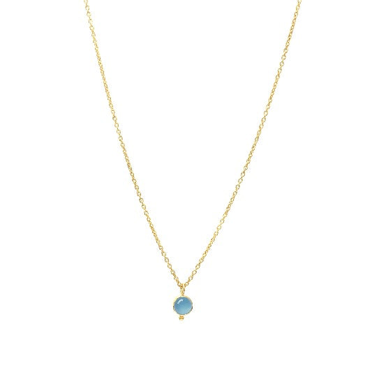 Chain brass gold-plated blue chalcedony round