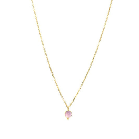 Chain brass gold-plated rose quartz round