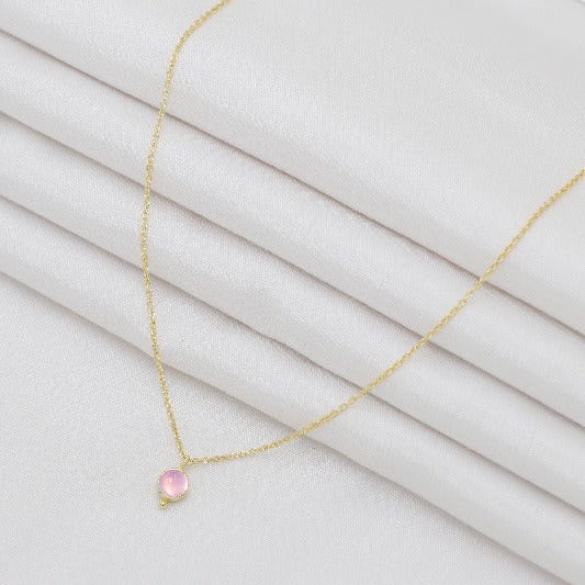 Chain brass gold-plated rose quartz round