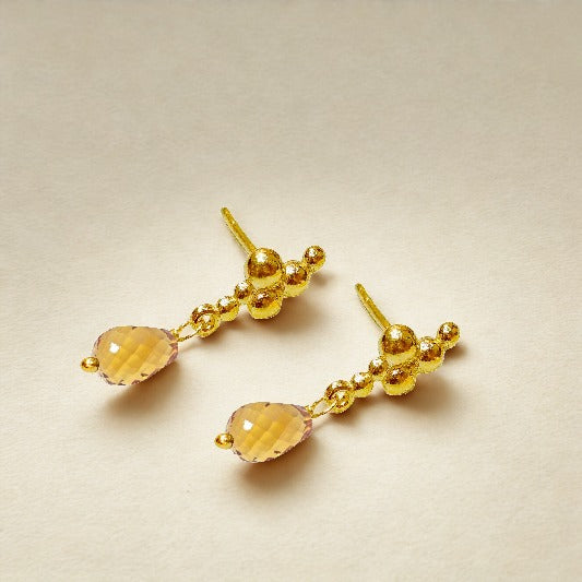 Ohrringe Messing vergoldet Citrin