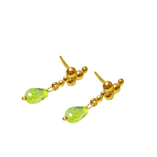 Earrings brass gold-plated peridot