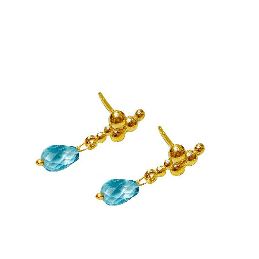 Ohrringe Messing vergoldet blauer Topaz