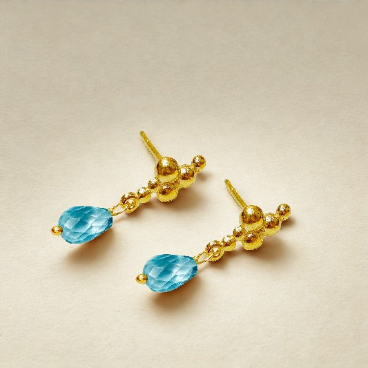 Ohrringe Messing vergoldet blauer Topaz