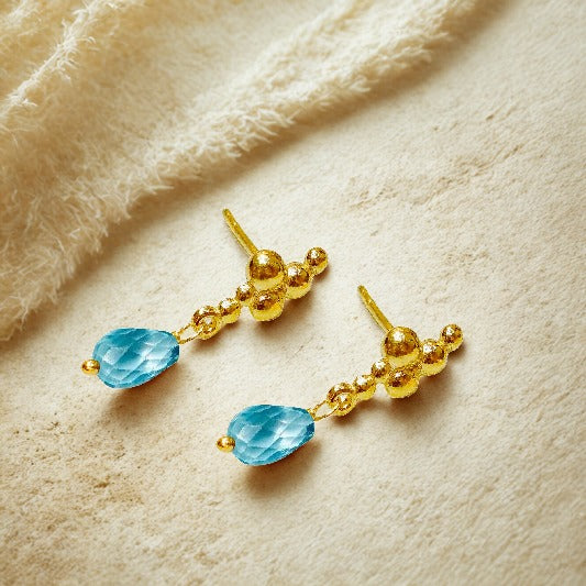 Ohrringe Messing vergoldet blauer Topaz