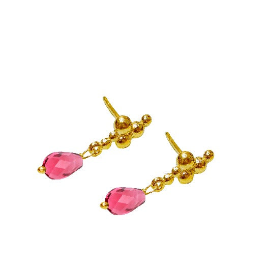 Ohrringe Messing vergoldet pinker Turmalin