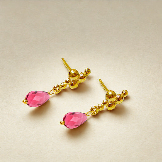 Ohrringe Messing vergoldet pinker Turmalin