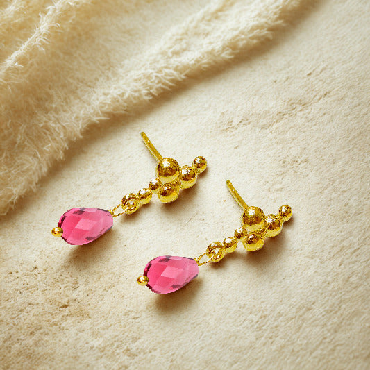 Ohrringe Messing vergoldet pinker Turmalin