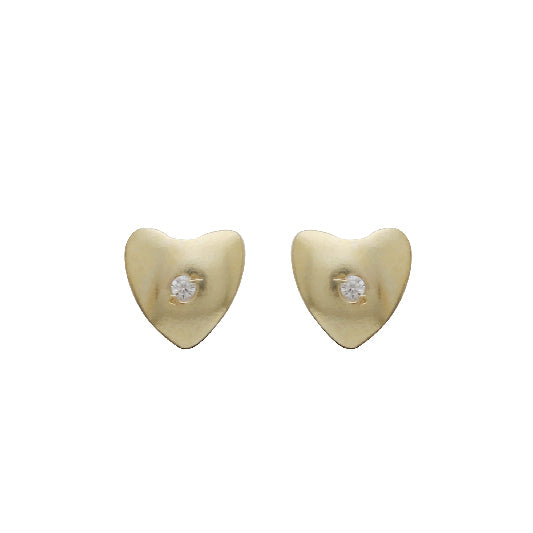 Stud earrings brass gold-plated heart decorated