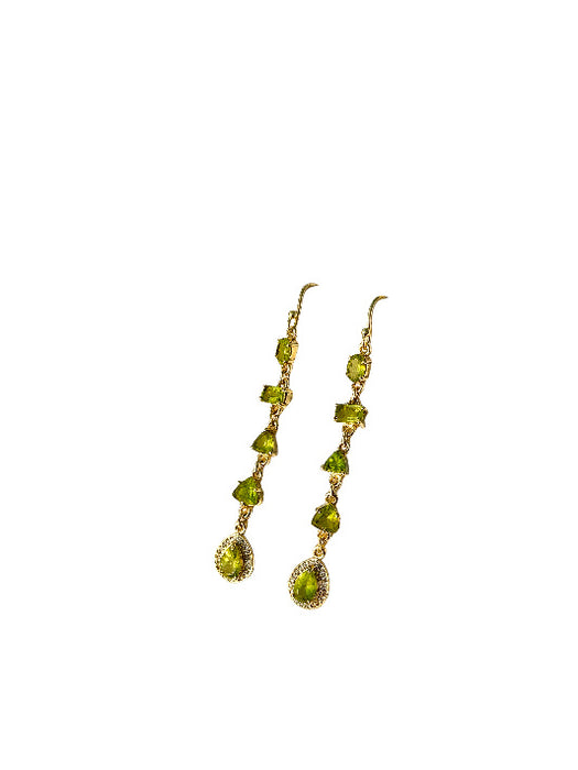 Earrings brass gold-plated peridot