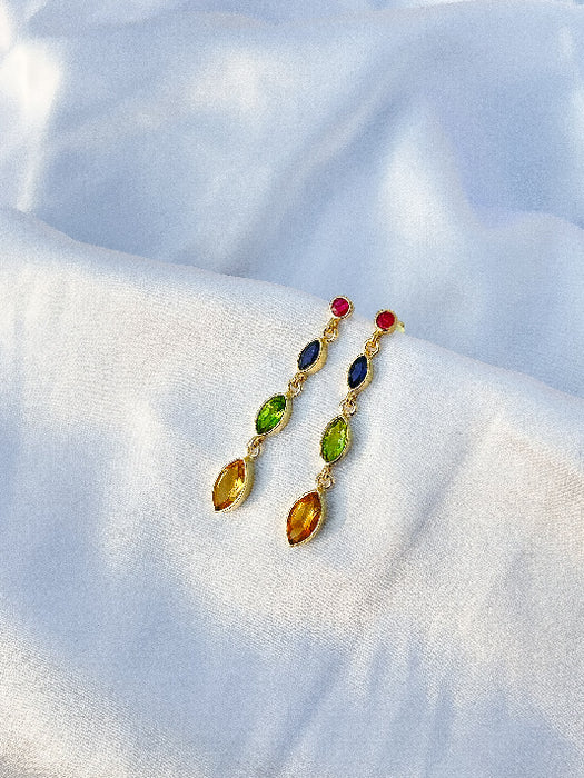 Ohrstecker Messing vergoldet Rubin, Iolith, Peridot, Citrin
