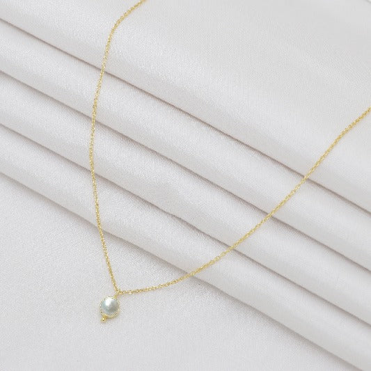 Chain brass gold-plated freshwater pearl round