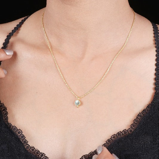 Chain brass gold-plated freshwater pearl round