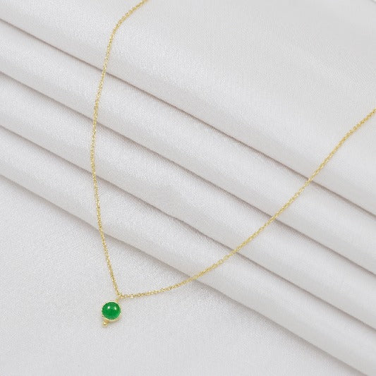 Kette Messing vergoldet Smaragd rund