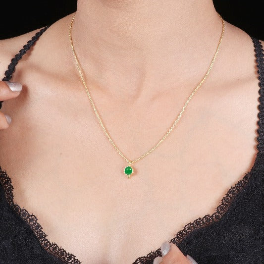 Kette Messing vergoldet Smaragd rund