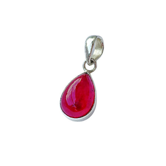 Pendentif en argent en forme de goutte de rubis