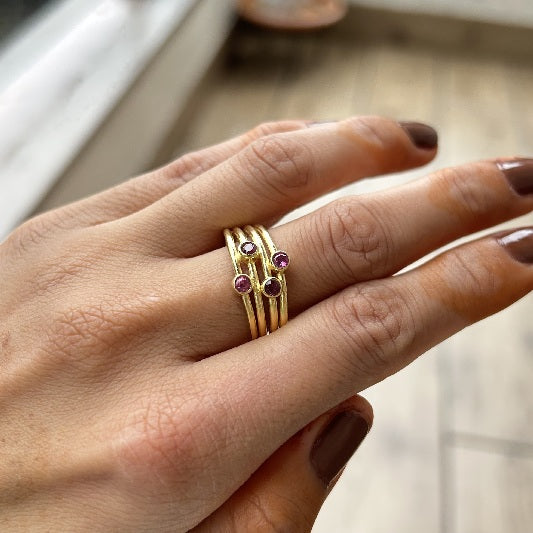 Ring Messing vergoldet pinker Turmalin