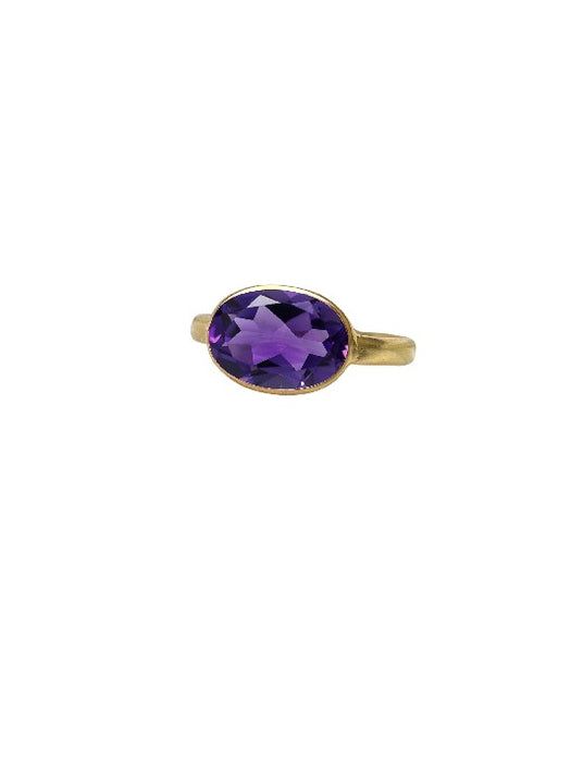 Ring Messing vergoldet Amethyst